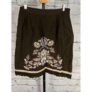 EUC LOFT Embroidered Linen Skirt